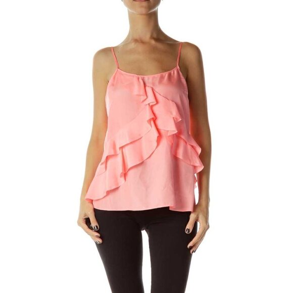 Banana Republic Tops - Banana Republic Pink Ruffled Silk Top